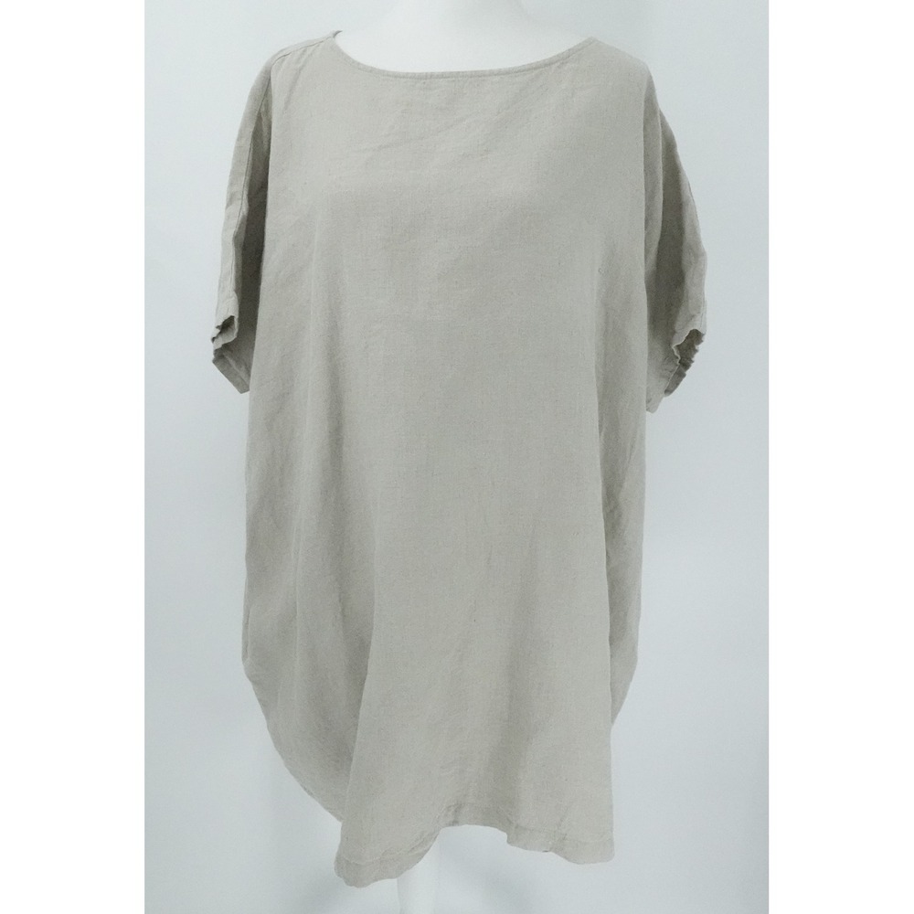 Two Days‎ Off Dress Womens One Size Beige Linen Lagenlook Minimalist Pockets